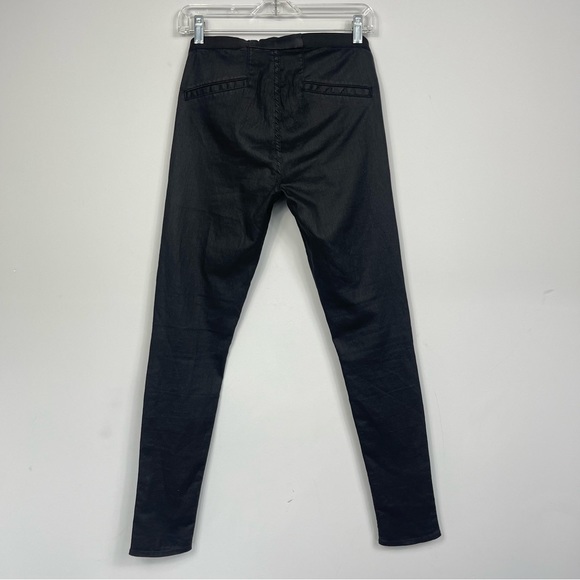 Helmut Lang Black Coated Cotton Blend Skinny Leg Jegging Jeans Pull On Pants 27 - Picture 6 of 16
